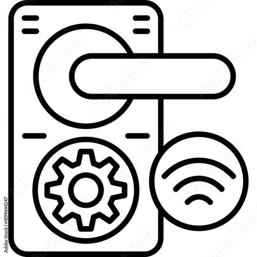 Biometric Door Lock Icon Vector Element