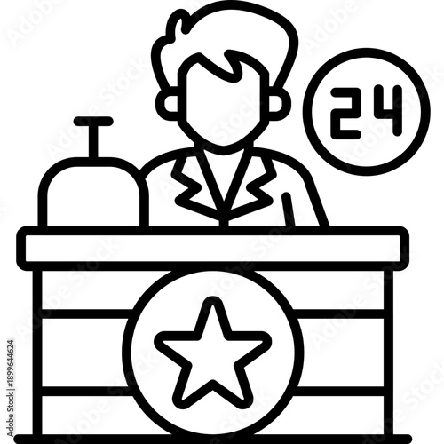24-Hour Front Desk Icon Vector Element