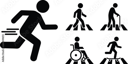 Diverse representations of people using different modes of transportation and mobility aids