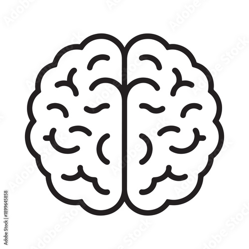 A simple black and white line drawing depicts a human brain s two hemispheres