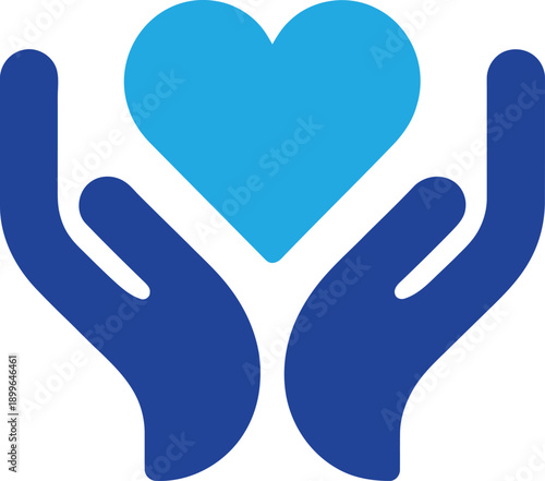 Hands holding heart icon. care, love, charity, support, donation, compassion. vector illustration