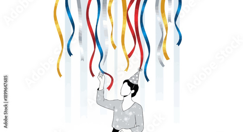 Celebrating Joyful Moments With Festive Streamers And A Party Hat