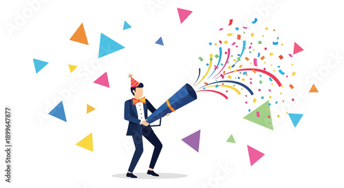 Celebratory Blast Of Confetti From A Party Popper