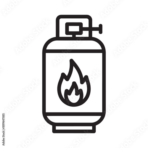 Simple line drawing of a propane tank with a flame symbol displayed