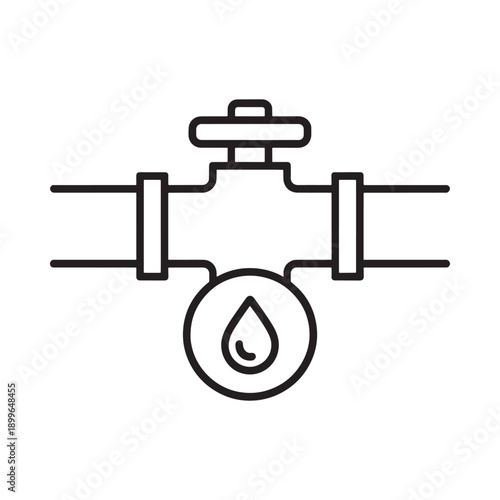Simple line drawing of a water valve with a droplet symbol