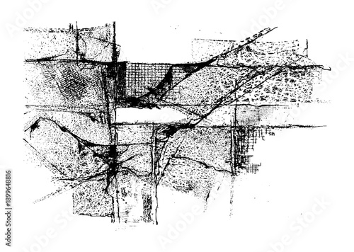 Abstract grunge texture overlay, urban sketch with industrial textures and grungy architectural lines.