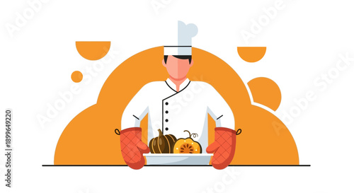 Chef Presenting Freshly Harvested Gourds For Autumn Cuisine