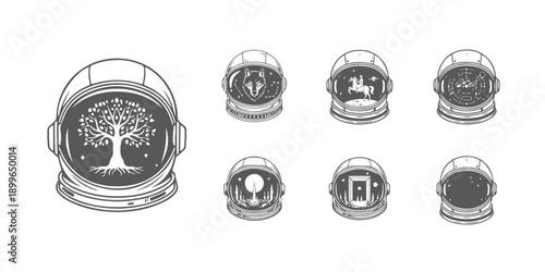 Space traveler life cycle, stippled circle badges for streetwear