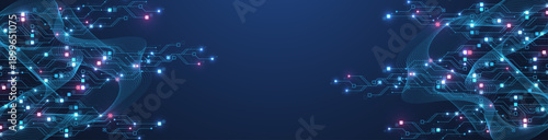 Modern technology circuit board texture background design. Quantum computer technology concept. Futuristic blue circuit board system background. Motherboard vector illustration.