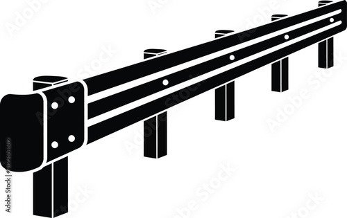 Highway guardrail Vehicle road safety barriers. 