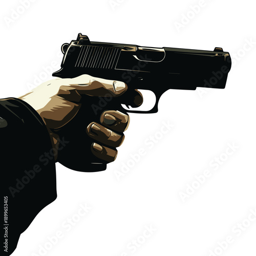 Dramatic Close-up of a Hand Holding a Handgun