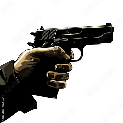 Dramatic Close-up of a Hand Holding a Handgun
