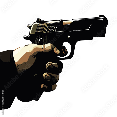 Dramatic Close-up of a Hand Holding a Handgun