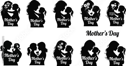 Mother's day silhouette graphics