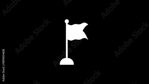 Waving Flag on Flagpole Animation for Warning Alert or Success Goal Symbol