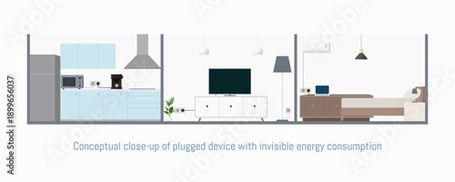 Modern home interior with energy efficient appliances illustration