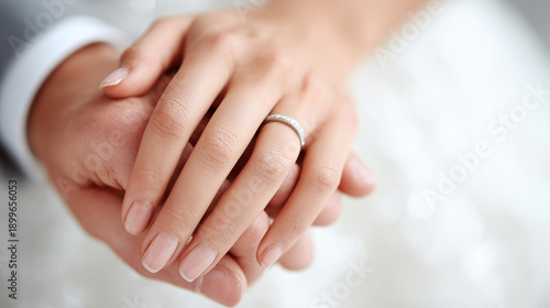 Wallpaper Mural Close up of two hands gently holding each other with wedding ring. Torontodigital.ca