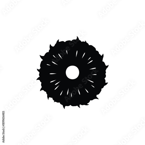 Pineapple slice silhouette vector flat design on white background.