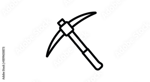 Simple black and white line drawing of a pickaxe tool