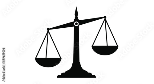 Simple black and white illustration of scales of justice symbolizing fairness