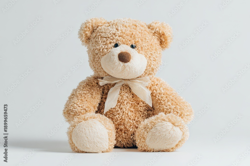 Obraz premium Isolated Fluffy Teddy Bear on White Background copy space