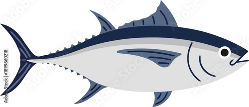 Cartoon illustration of a tuna fish on a white background