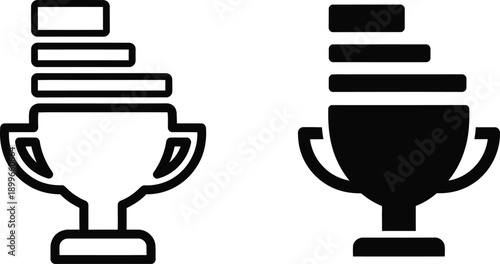 Trophy icons with stacked rectangles