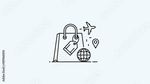 Global travel shopping and delivery icon concept