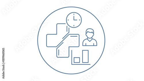 Healthcare appointment scheduling with patient and medical cross icon