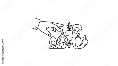 Hand picking fresh vegetables and egg ingredients for cooking