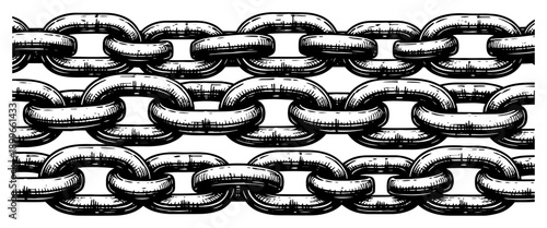 Hand drawn vintage engraving sketch of heavy metal horizontal chains