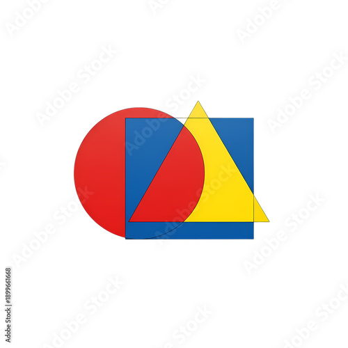 Free Download Simple geometric shapes overlap in primary colors: red circle, blue square, yellow triangle - GFXLoad