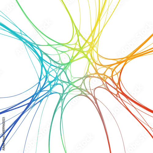 Create a realistic Abstract Multicolor Glowing lines Background 3d illustration vector art with white background..