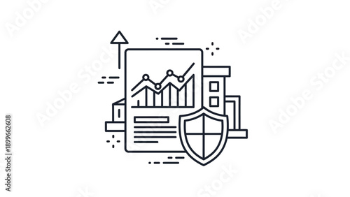 Secure document with financial charts and upward growth arrow