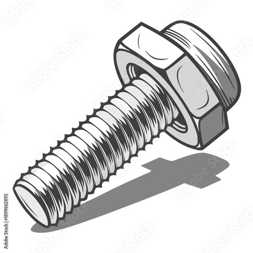  Bolt with nut on white background vector illustration
