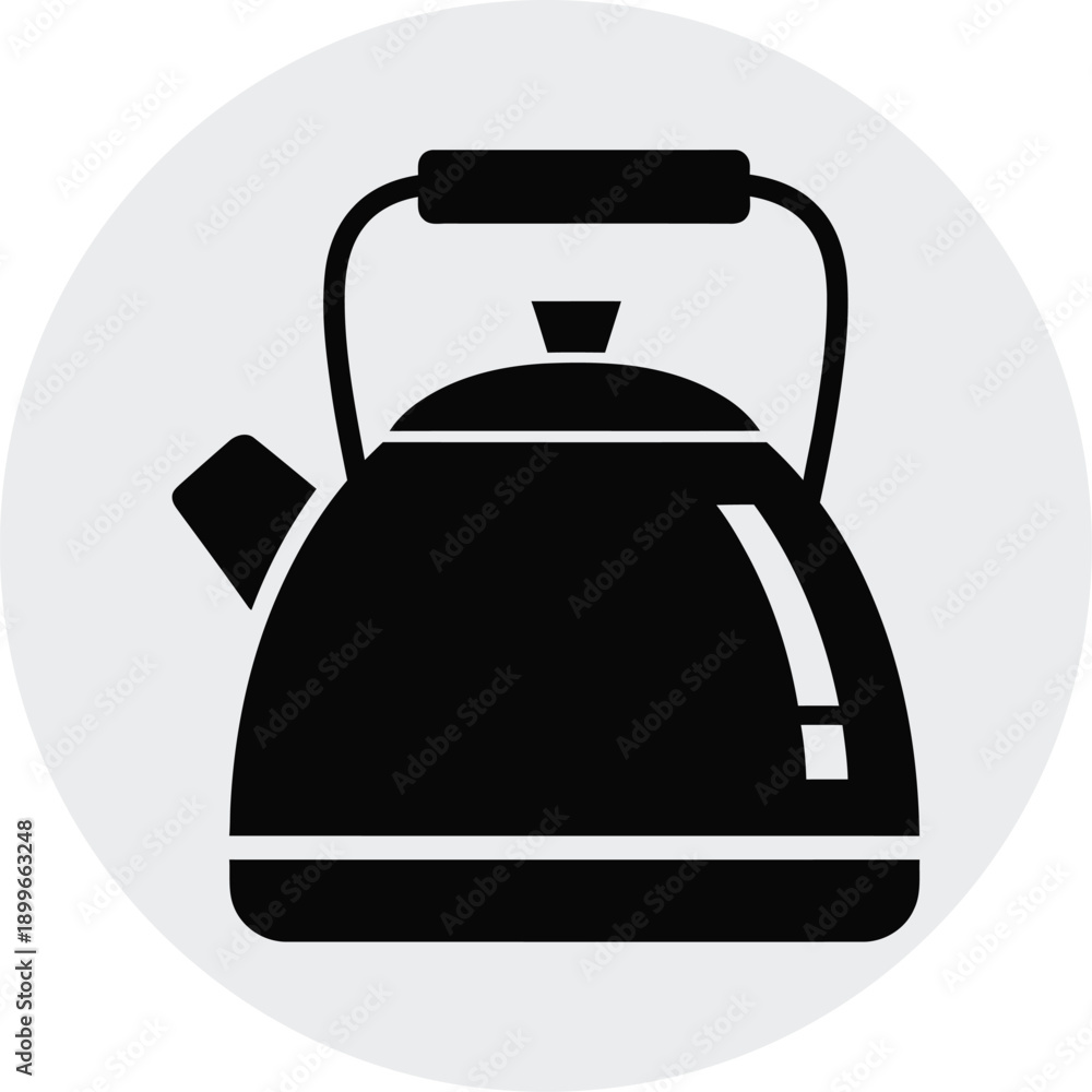 Obraz premium Simple black kettle icon on light gray background