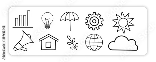 Flat Design Icon Set for Business, Technology, and Digital Concepts