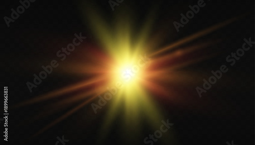 Soft yellow-orange star with red shades and subtle light flares on dark checkered background. Minimal glowing effects.