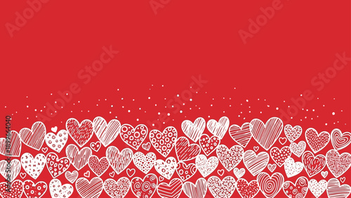 Romantic white and red hearts on Valentine's Day background