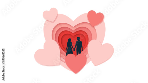 Loving couple embracing love and relationship in heart symbols