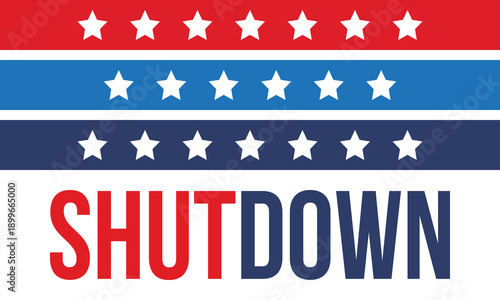 Government Shutdown Concept with United States American Flag and Bold Typography. Vector poster