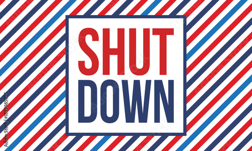 Government Shutdown Concept with United States American Flag and Bold Typography. Vector poster