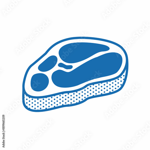 Minimal Steak Meat Icon Illustration in Flat Line Style
