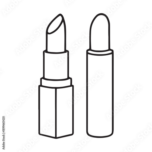 Outline Icons: Lipstick and another Lipstick with Rounded Top