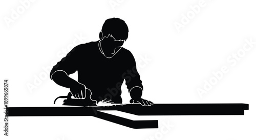 Craftsman carefully sanding wood for a detailed project