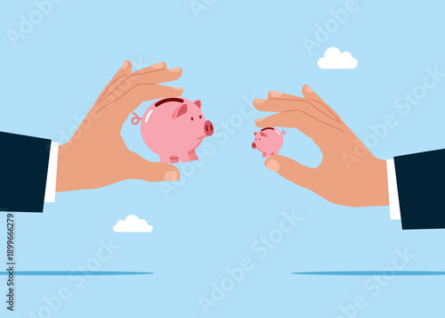 Piggy bank. Gender pay gap, inequality between people wage, salary or income, issue about gender diversification. 