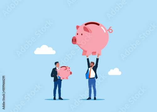 Piggy bank. Gender pay gap, inequality between people wage, salary or income, issue about gender diversification. 