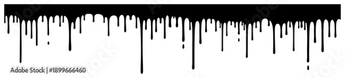 Abstract black paint dripping border on white background