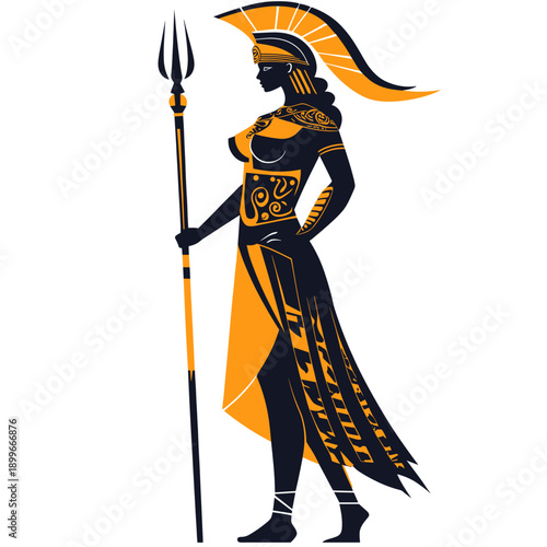 Silhouette of a Strong Female Warrior in Ancient Greek Style