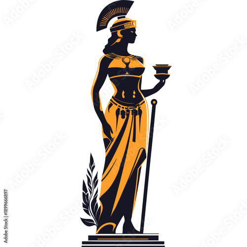 Silhouette of a Strong Female Warrior in Ancient Greek Style